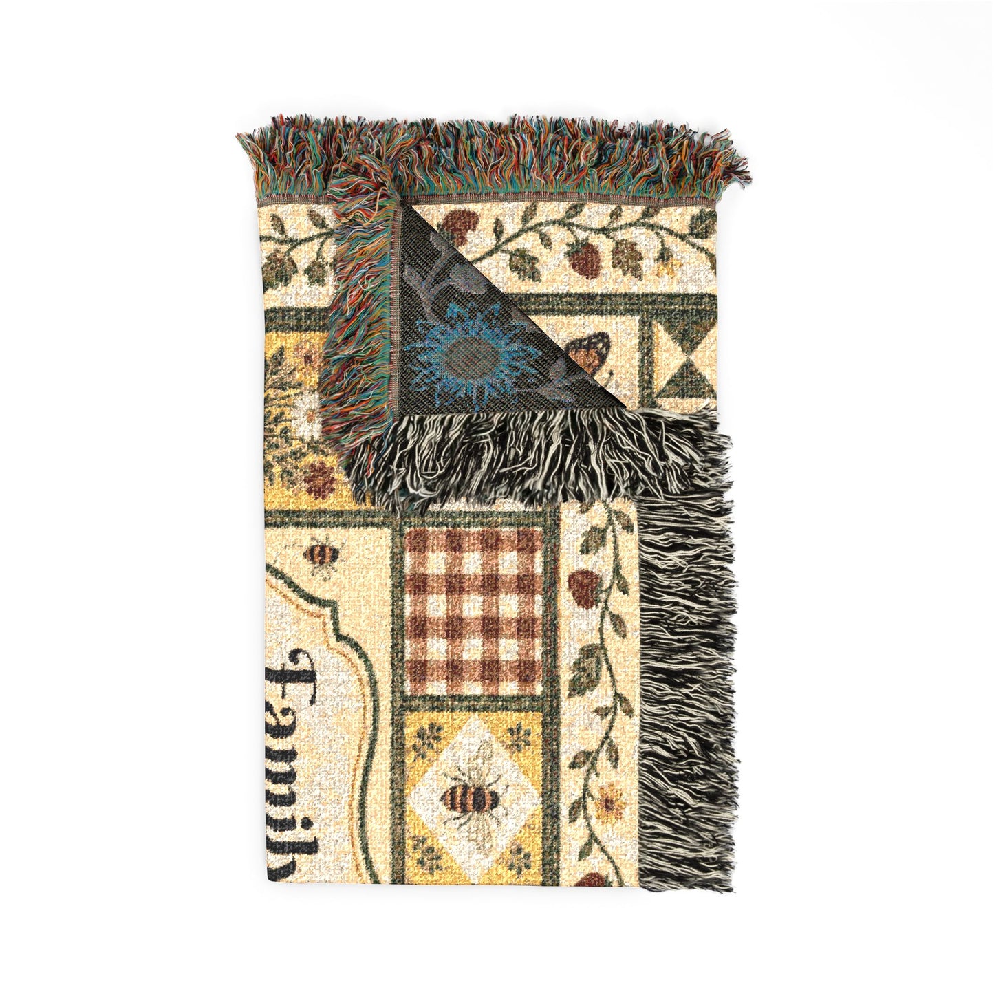 Sunflower Patchwork Woven Blanket | Family Name Personalized Throw