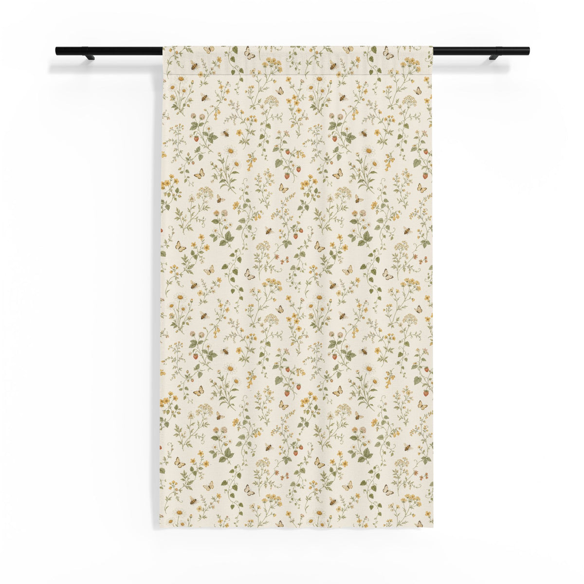 Wildflower and Butterfly Sheer Curtain | Floral Window Panel