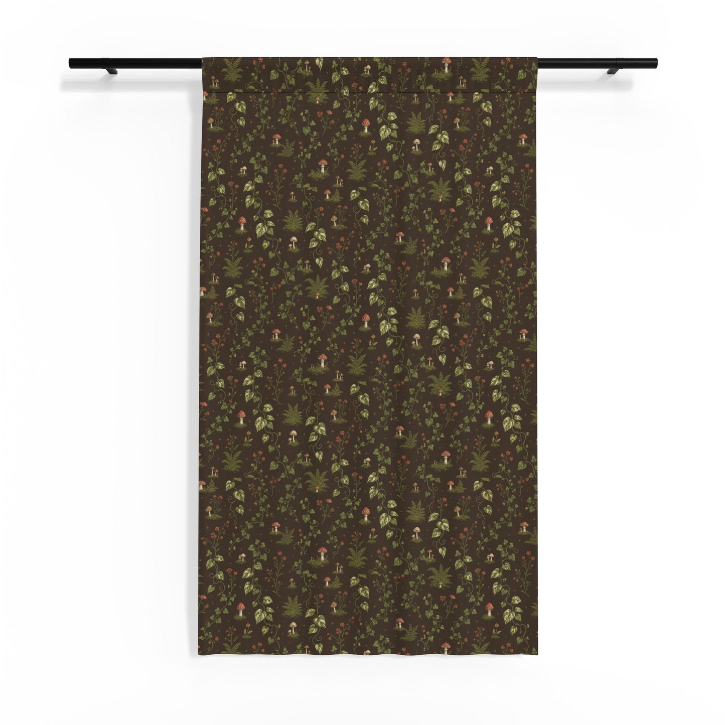 Botanical Night Sheer Curtain — Dark Forest Plant Pattern Window Panel