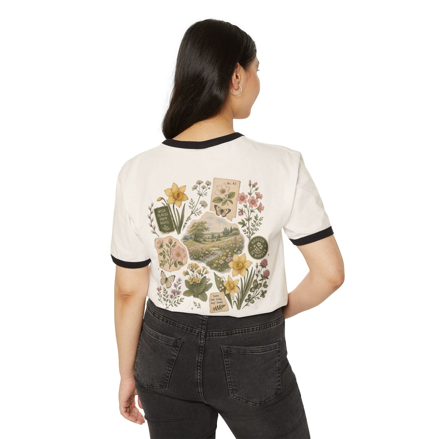 Floral Botanical Collage Ringer Tee