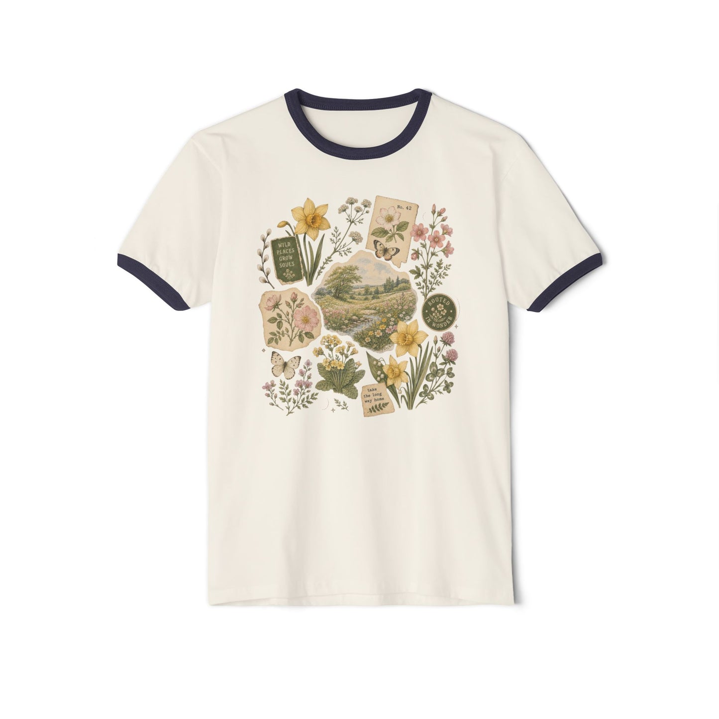 Floral Botanical Collage Ringer Tee