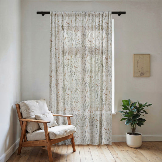 Wildflower Meadow Sheer Curtain | Botanical Floral Window Panel
